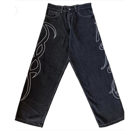 Vaneta Jeans Embroidered Skater Black Size L - Picture 1 of 7